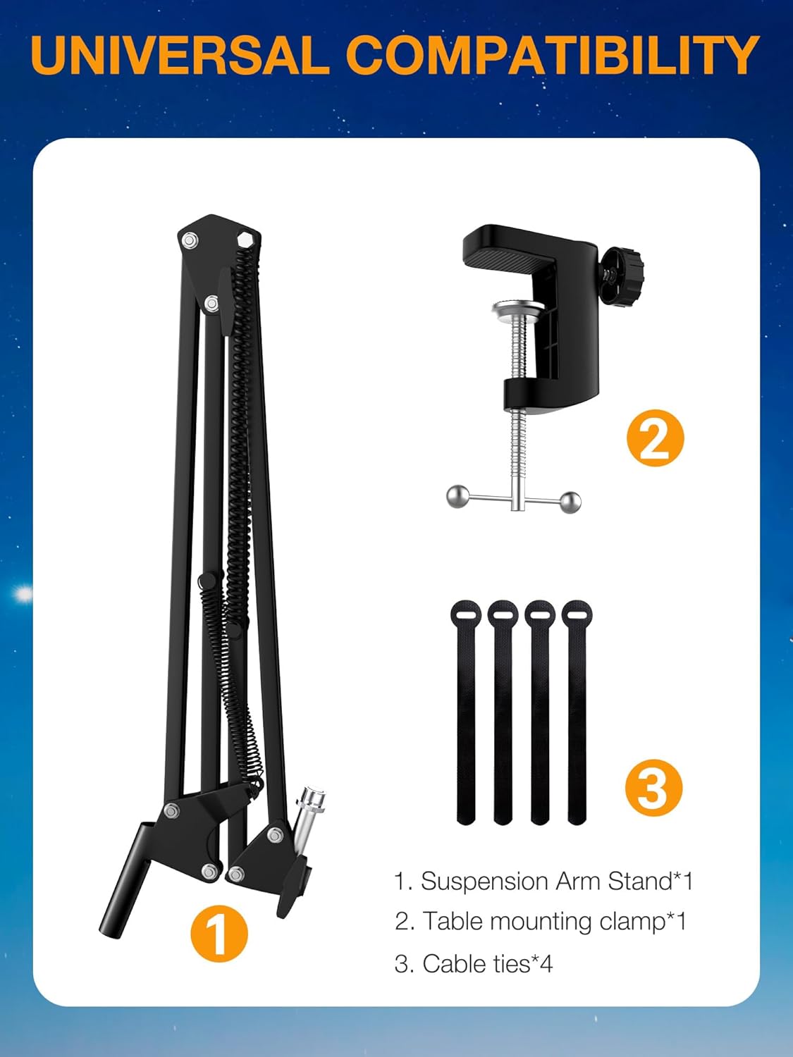 Professional Microphone Boom Arm Stand - Blue Yeti & HyperX Compatible