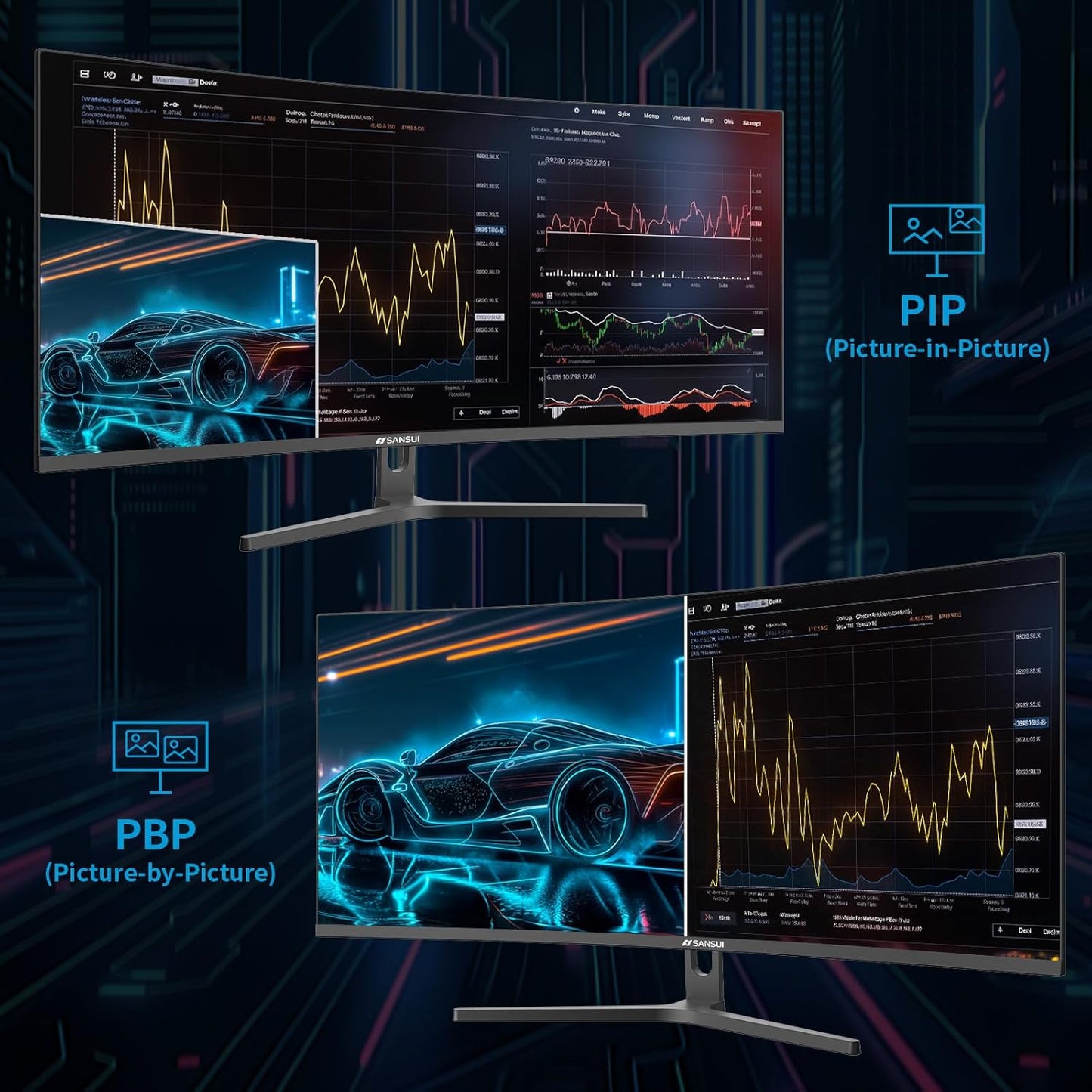 SANSUI 34-Inch Curved Gaming Monitor - UWQHD 3440x1440 165Hz