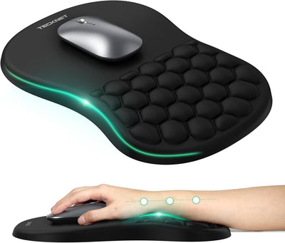 TECKNET Ergonomic Mouse Pad with Wrist Rest - Memory Foam Gaming Mouse Pad with Massage Design