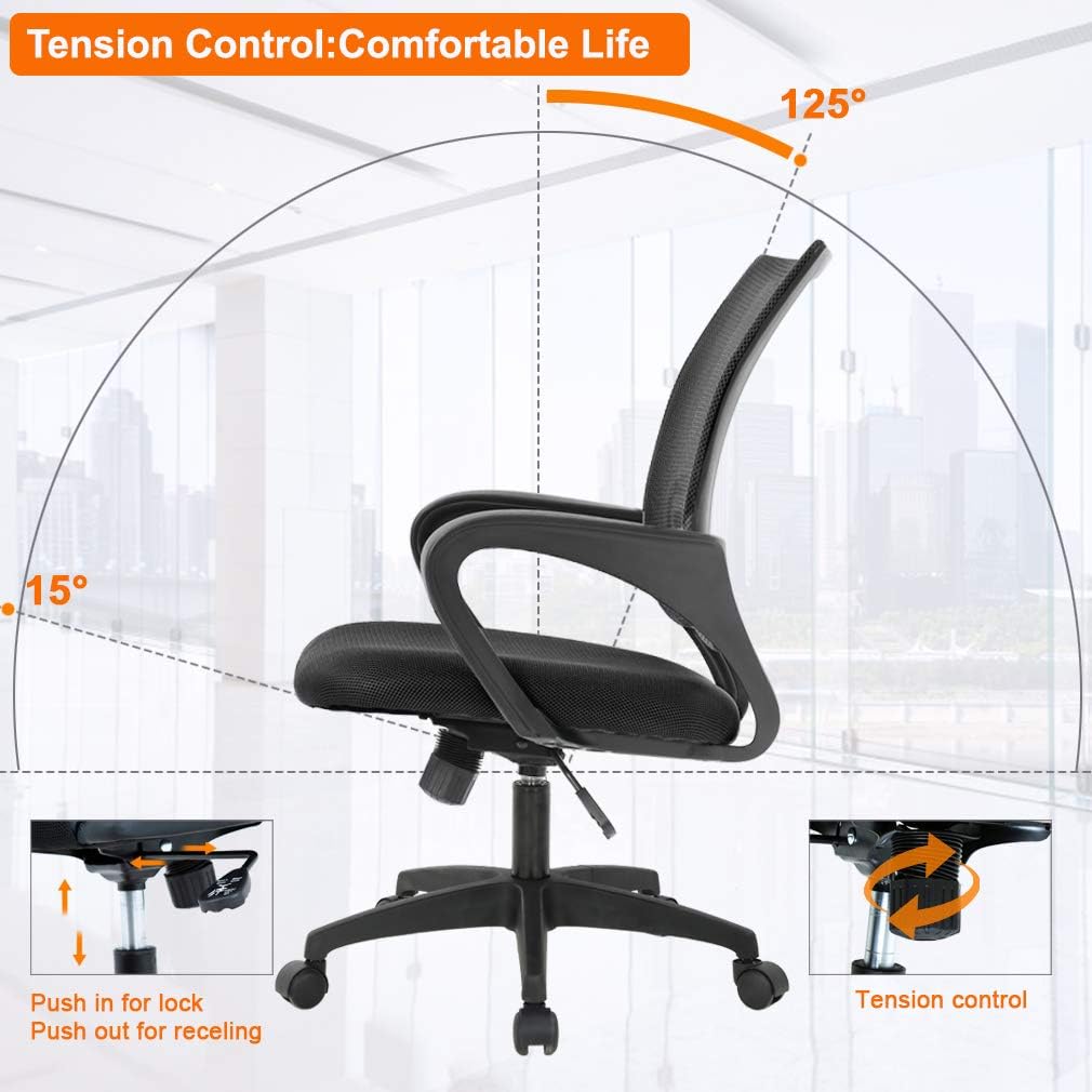 BestOffice Ergonomic Office Chair - Mid-Back Swivel Desk Chair with Lumbar Support