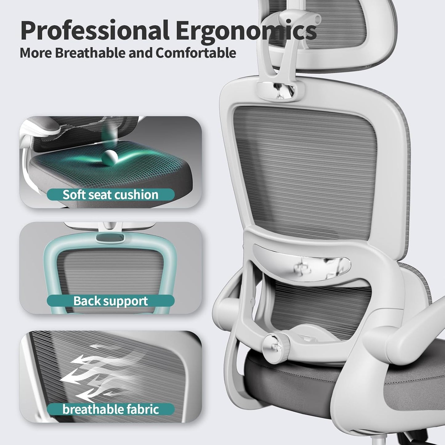 TRALT Office Chair Ergonomic Desk Chair - 330 LBS Capacity with Wheels