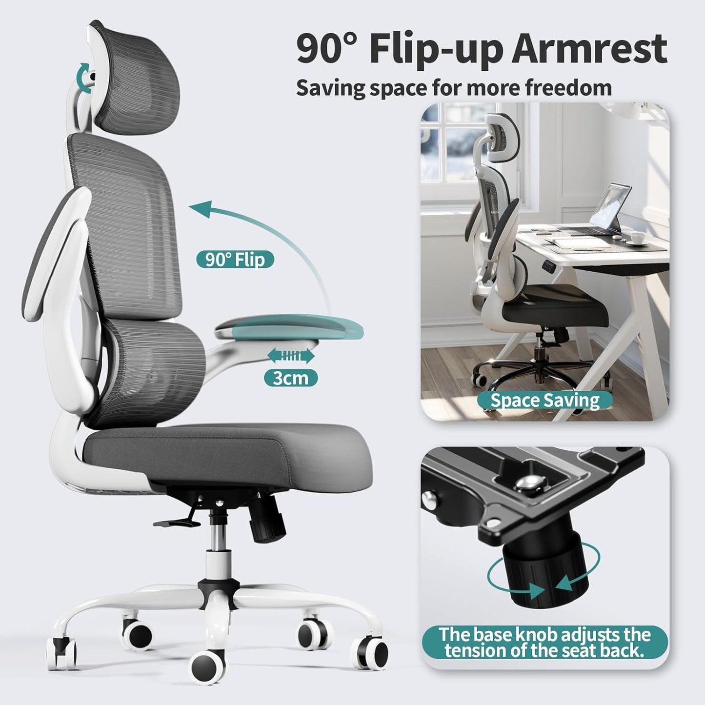TRALT Office Chair Ergonomic Desk Chair - 330 LBS Capacity with Wheels