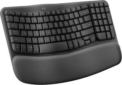 Premium Wireless Ergonomic Keyboard with Cushioned Palm Rest - Multi-Device Connectivity
