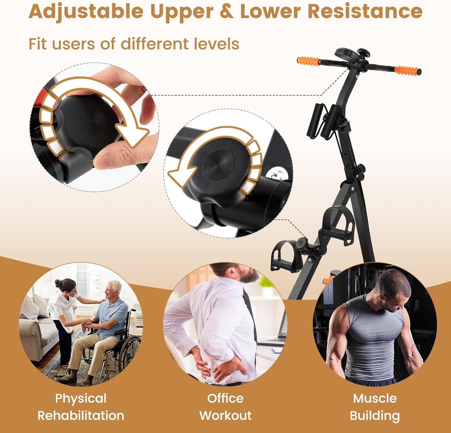 Toolsempire Pedal Exerciser Bike for Seniors - Portable Arm & Leg Exercise Machine