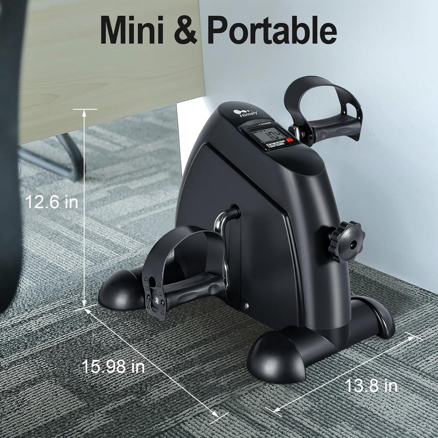 himaly Under Desk Bike Pedal Exerciser - Portable Foot Cycle Arm & Leg Machine with LCD Display