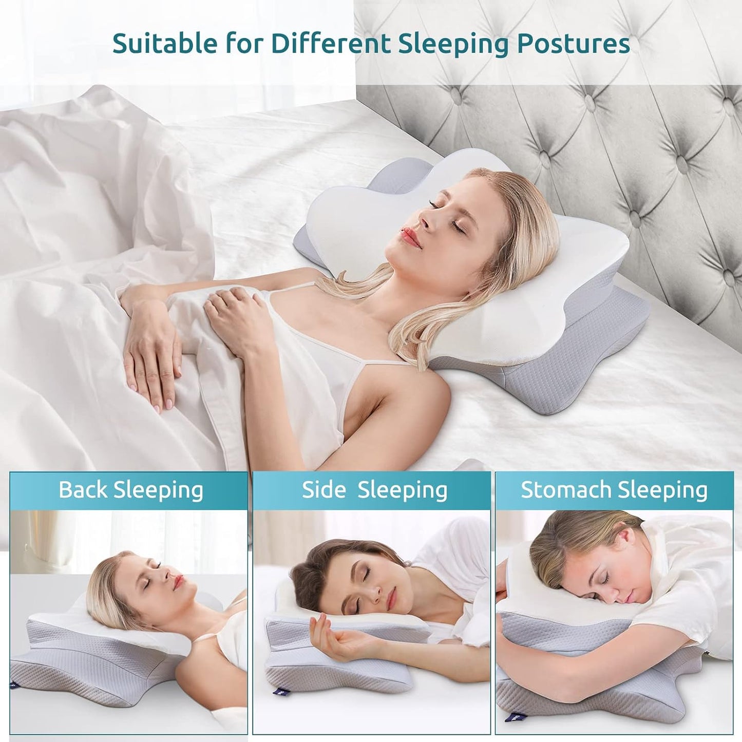 DONAMA Cervical Pillow - Contour Memory Foam Pillow for Neck & Shoulder Support with Pillowcase