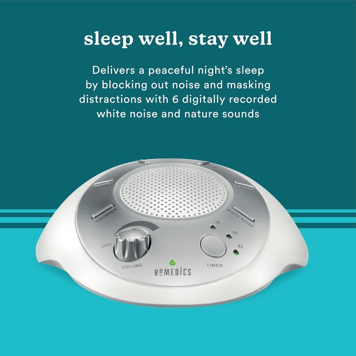 HoMedics SoundSleep White Noise Sound Machine - 6 Relaxing Nature Sounds with Auto-Off Timer