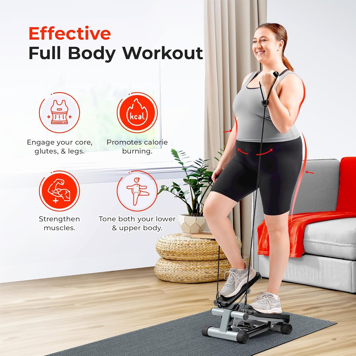 Sunny Health & Fitness Mini Stepper - Compact Exercise Stepper for Home Workouts
