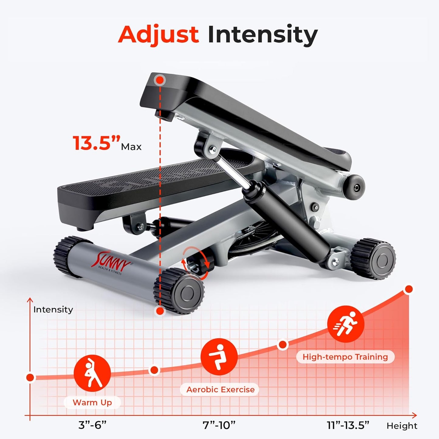 Sunny Health & Fitness Mini Stepper - Compact Exercise Stepper for Home Workouts