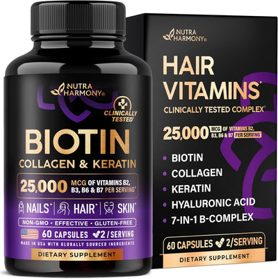 Nutraharmony Biotin, Collagen & Keratin supplement for Hair, Skin & Nails