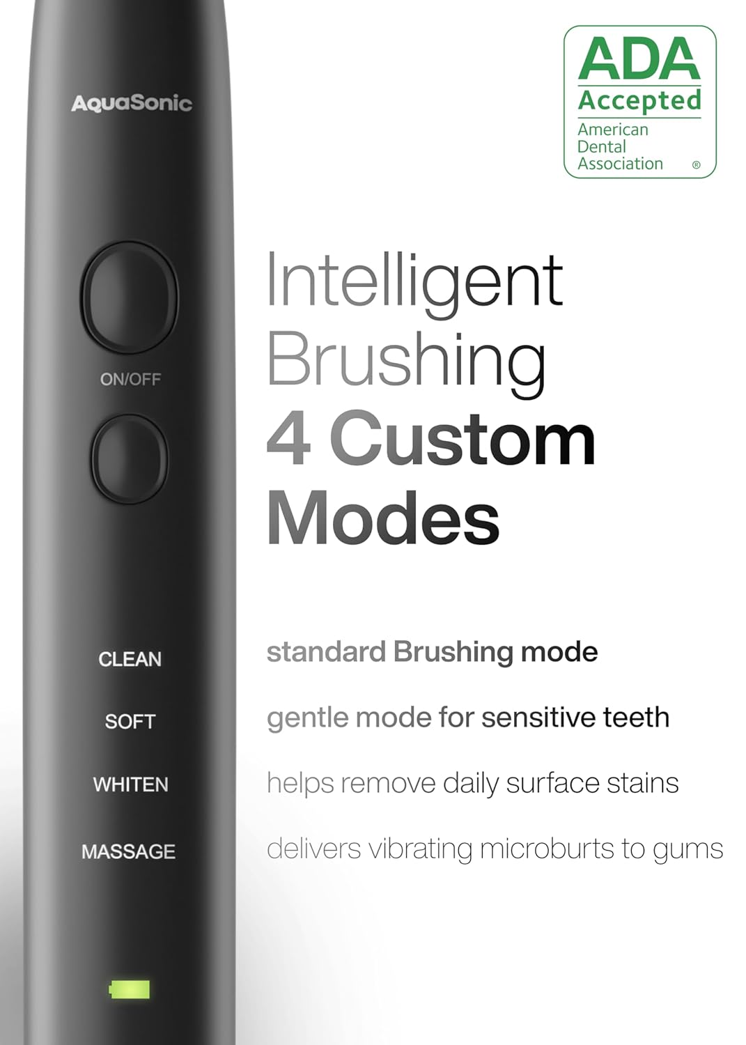 Aquasonic Black Series Ultra Whitening Electric Toothbrush - ADA Accepted Rechargeable Sonic Toothbrush
