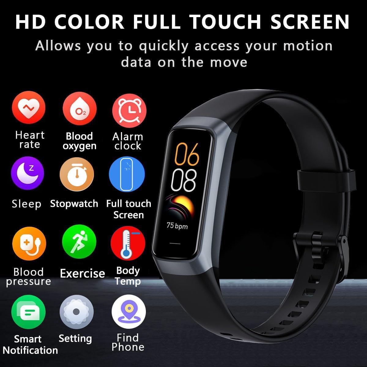 TROTY Fitness Tracker Smart Watch - Heart Rate Blood Oxygen Sleep Monitor with 20+ Sports Modes