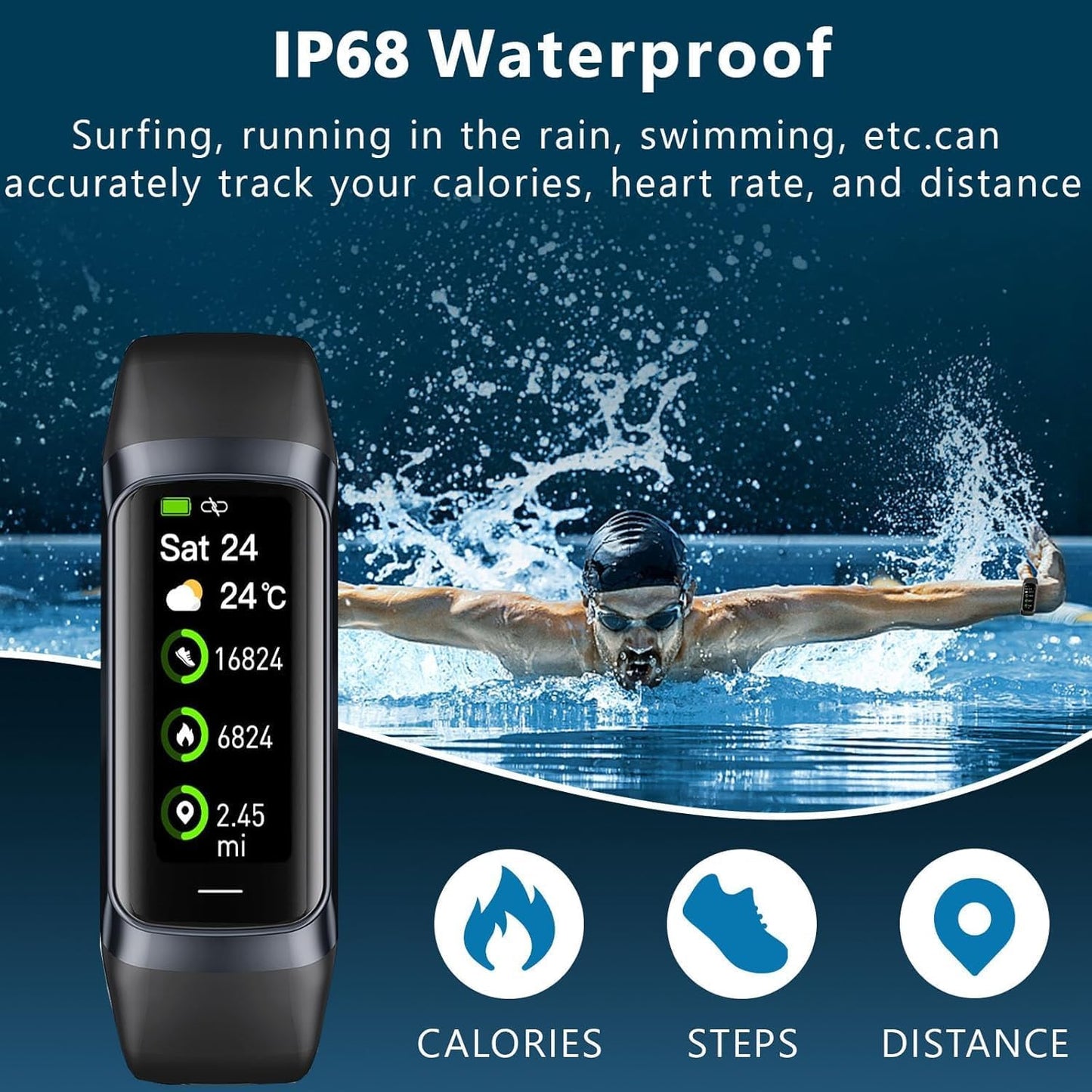 TROTY Fitness Tracker Smart Watch - Heart Rate Blood Oxygen Sleep Monitor with 20+ Sports Modes