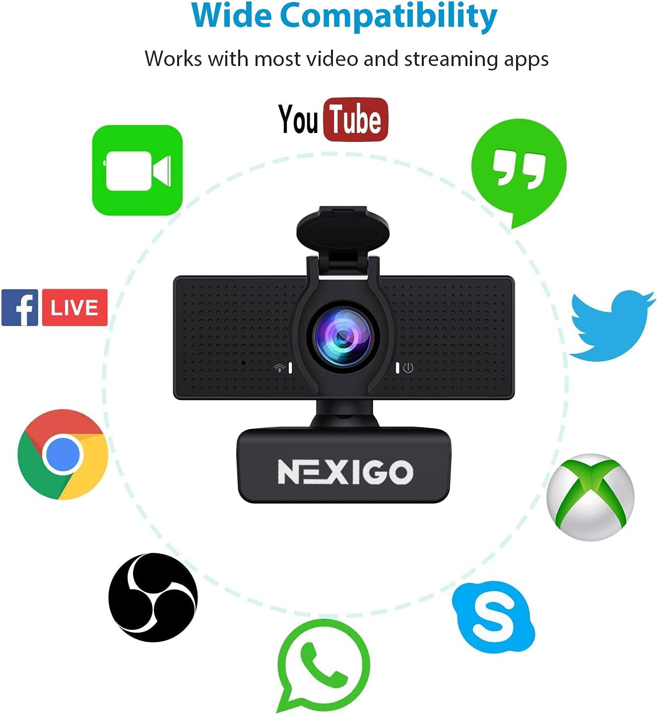 Professional 1080P HD Webcam with Microphone - Adjustable FOV & Privacy Cover
